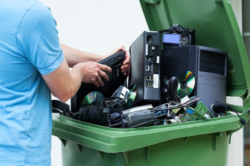 Professional team assessing garage clearance